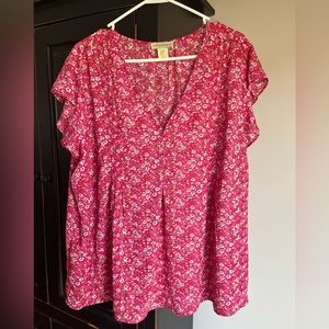 Woman’s pink floral blouse. Size 2X in great condition